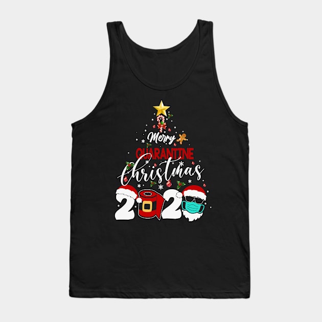 Merry Christmas 2020 Quarantine Christmas Santa Face Mask Tank Top by lostbearstudios